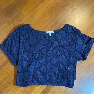 💙 Navy Blu Lace Delias Crop Top 💙